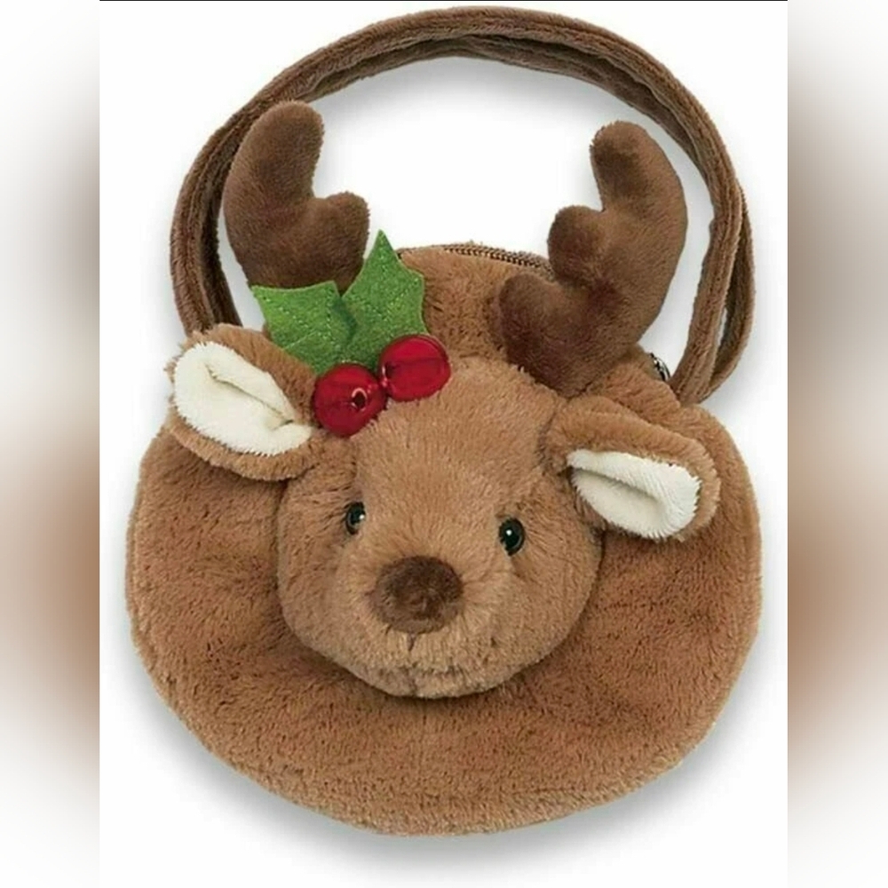 NWT Bearington Prancer Carrysome Girls Plush Reindeer Stuffed Animal Purse